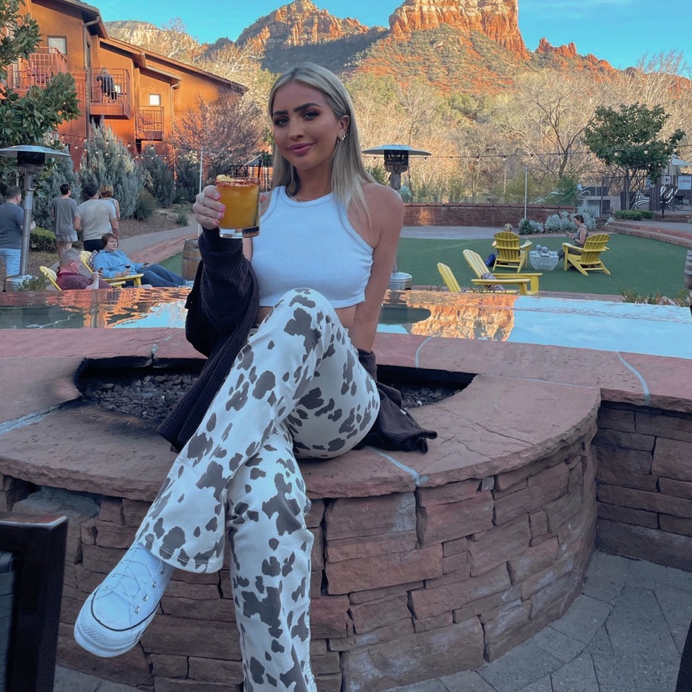 Zara cow print flared pants